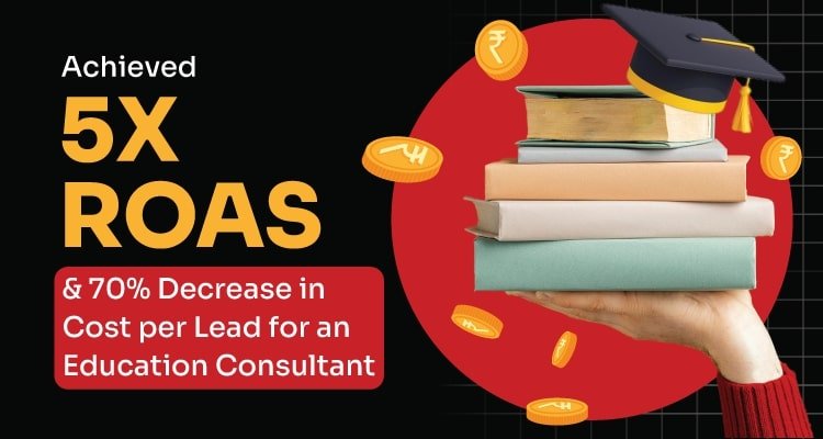 Achieved 5X ROAS, 85% Conversion Rate and 70% decrease in Cost per Lead for an Education Consultant