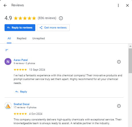 Chemical Manufacturing Industry Google Review