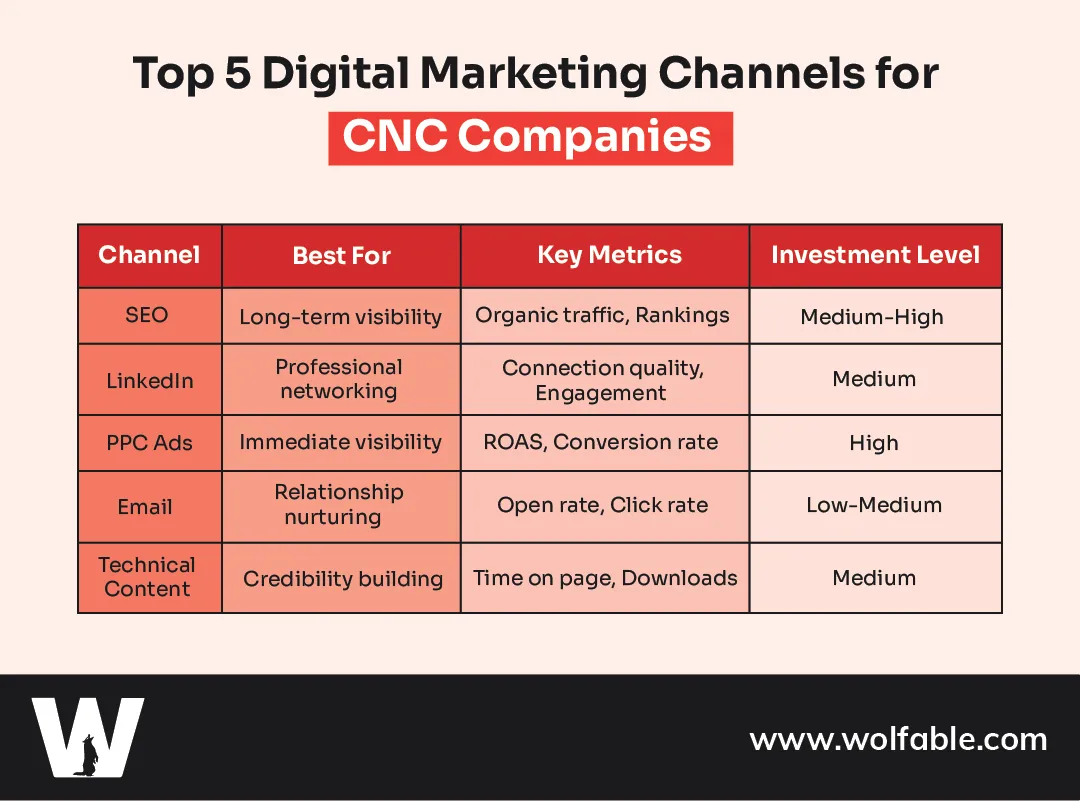 Top 5 Digital Marketing Channels for CNC Companies